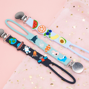 Nouveau cadeau de noë<span class=keywords><strong>l</strong></span> mignon personnalisé réutilisable en Silicone de qualité alimentaire Clips factices bébé accessoires tétines sucette chaîne Clips ensemble - Product Image 1
