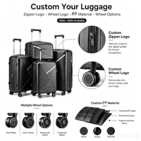 Maleta de equipaje irrompible de 3 piezas, ligera, TSA, 4 ruedas, 20 ", extensible, PP, ABS, carcasa dura, para viajes largos