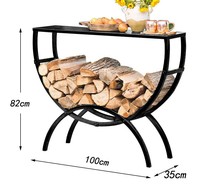 Table de rangement multifonctionnelle en fer forgé européen pour bois de chauffage, organisateur de bois d'extérieur, console d'entrée