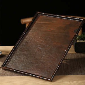 Retro Purple Bamboo Rock Tea Tray <b>Large</b> Rectangular Durable Dry Brewing Storage Coaster <b>Mat</b> For Tea Sets - Product Image 1