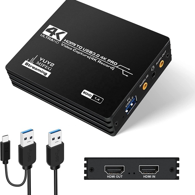 4K Video HDMI to USB 3.0 Capture Card with HDMI Loop-Out Live Streaming Game Recorder Device Compatible Windows Linux OBS OS X