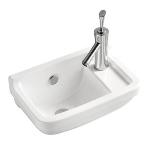 Robinet rectangulaire moderne Hanyu de petite taille à trou unique, lavabo en céramique mural pour salle de bain - Product Image 4