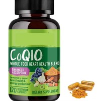 Capsules de CoQ10, coenzyme Q10, compléments alimentaires pour la santé cardiaque avec extrait de raisin, graines de curcuma, trans-resvératrol, poudre d'ail