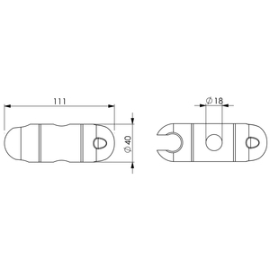 Elevador de construcción central para barra deslizante Ø 18 Fabricado en plástico ABS - Product Image 3