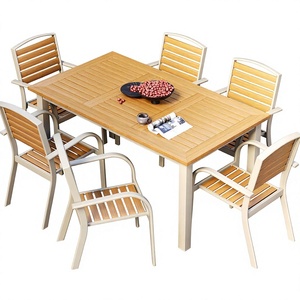 Conjunto de <span class=keywords><strong>Mesa</strong></span> <span class=keywords><strong>y</strong></span> <span class=keywords><strong>Sillas</strong></span> de WPC para Exteriores, Muebles de Patio Resistentes al Agua <span class=keywords><strong>y</strong></span> a la Luz Solar, Asientos Rectangulares para Patio <span class=keywords><strong>y</strong></span> Playa - Product Image 1