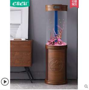 Akuarium Bulat Silinder Tangki Ikan Akrilik Akuarium Dalam Ruangan Silinder Akrilik Buatan Akuarium Ikan dengan Kabinet Dasar - Product Image 3