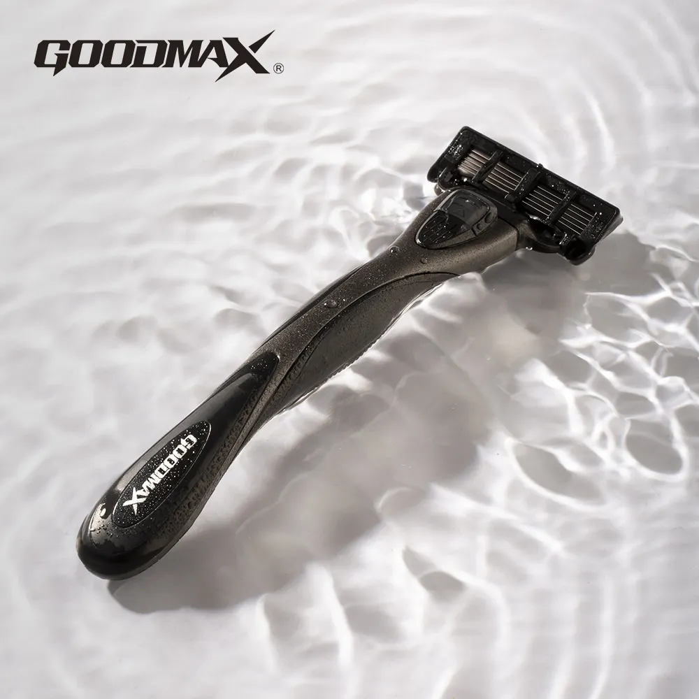 Maquinilla de afeitar de seguridad para hombre personalizada, hoja de acero inoxidable, maquinilla de afeitar recta, sistema de 6 cuchillas