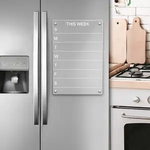 Plannerpersonalizado de calendário semanal, logotipo portátil, de geladeira, apagamento magnético de acrílico, para frigorífico