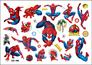 Autocollants de tatouage à transfert d'eau pour enfants, super-héros de dessins animés, <span class=keywords><strong>Spiderman</strong></span> incroyable, univers parallèle, fête d'anniversaire, vente chaude - Product Image 3