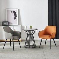 Chaise de salle à manger en fer forgé, style nordique moderne, simple, avec dossier et accoudoirs, en cuir, luxe léger, pour hôtel et restaurant, vente en gros