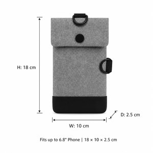 Sacs bandoulière pour téléphone 18x10x2.5cm, doublure en peluche résistante à l'eau, fermeture magnétique, poche avant, fixation par clip, convient aux téléphones de 6.8 pouces, pour hommes, gris, noir - Product Image 2