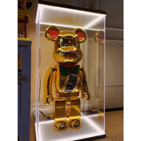 Boîte de présentation en acrylique pour figurines Bearbrick LED, boîte de rangement anti-poussière pour figurines avec lumière