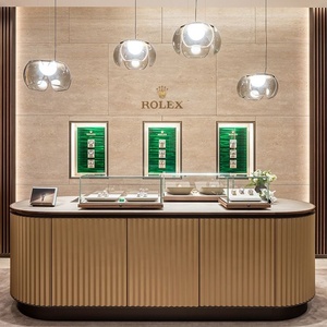 Vitrine de présentation de montres en bois de luxe personnalisable, comptoir, vitrine en verre <span class=keywords><strong>avec</strong></span> éclairage LED, <span class=keywords><strong>armoire</strong></span> à clé pour la conception de magasins de détail, boutique de bijoux - Product Image 2