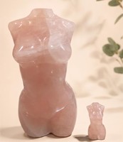 Großhandel Hochwertiger Natürlicher Rosenquarz Großer Weiblicher Torso Schnitzerei Schlanker Frauen-Göttin-Körper Modell Unregelmäßige Form Mode