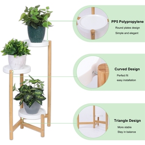 Étagères de présentation de <span class=keywords><strong>fleurs</strong></span> <span class=keywords><strong>d</strong></span>'<span class=keywords><strong>angle</strong></span> en bambou robuste - Product Image 3