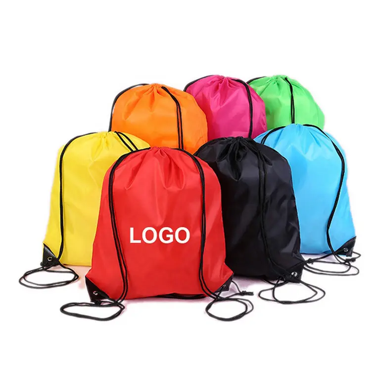 Sac à dos de sport imperméable 210D avec logo personnalisé de haute qualité Sacs à cordon promotionnels en polyester