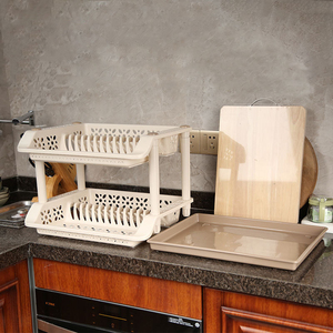 2 Tier nhà bếp nhựa món ăn khô lưu trữ giá khay dao kéo món ăn drainer 2 lớp món ăn lưu trữ Giá bát drainer - Product Image 3