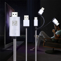 Câble adaptateur USB Micro-USB TYPE C vers HD 3 en 1 2K HDTV TV pour moniteur Iphone Ipad Smartphone Android