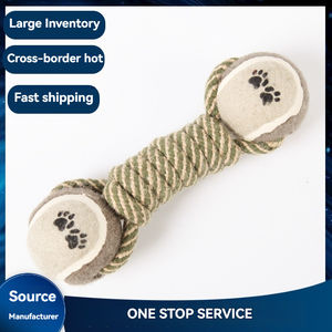 Set di giocattoli eco-friendly per cani da masticare all'ingrosso interattivi con manubrio in cotone corda <span class=keywords><strong>2</strong></span> palline da Tennis per la pulizia dei denti nodo molare - Product Image 2