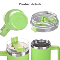 Taza de Viaje de Acero Inoxidable al Vacío Lista para Enviar, Vaso Térmico de Aventura de 1200ml (40oz) con Asa, Tapa y Popote