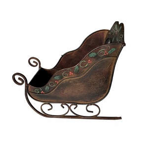Wholesale Modern Santa Clause Sleigh Outdoor Decoration Home Interiors Metal Brown Holiday Ornaments <b>Christmas</b> Eco Friendly - Product Image 1