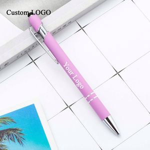 Stylos à bille promotionnels en gros avec revêtement doux et impression de logo - Product Image 1