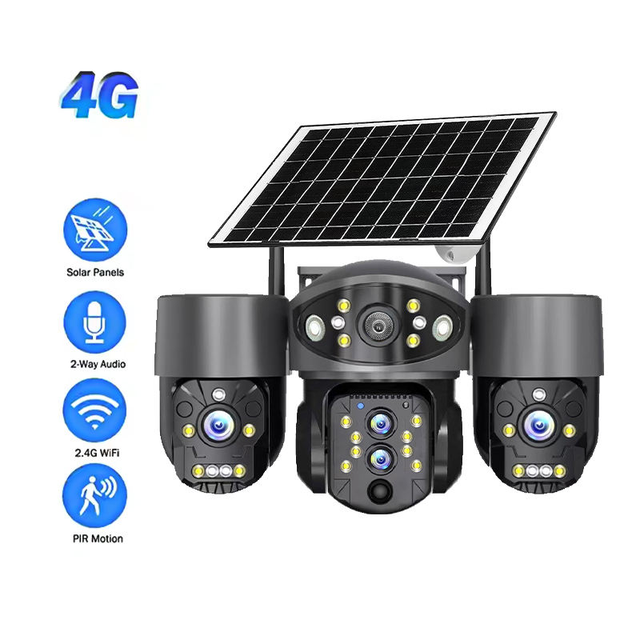 V380pro HD 12MP 21x-40x Zoom CMOS 1080P Security Camera 355 Auto Detection Four Lens Three Screen Wifi 4G Solar PTZ Camera