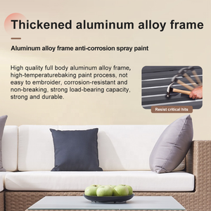 Luxe Blanc Jardin En Osier Conversation Causeuse Canapé Meubles Patio Extérieur En Aluminium Rotin Sectionnel Canapé Ensemble - Product Image 4