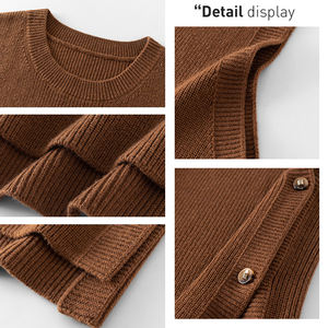 <span class=keywords><strong>Gilet</strong></span> maglione morbido personalizzabile da <span class=keywords><strong>donna</strong></span> autunno e inverno Design di nicchia all'interno e all'esterno indossa <span class=keywords><strong>gilet</strong></span> maglione <span class=keywords><strong>marrone</strong></span> lavorato a maglia Casual - Product Image 6