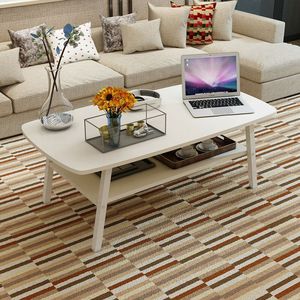 Table basse moderne en bois avec étagère de rangement pour salon, petit appartement, design minimaliste, table basse à double niveau - Product Image 5