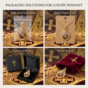 Colgante Ovalado de San Nicolás el Milagrosino con Imagen Personalizada, Regalo de Pascua Ortodoxo, Chapado en Oro de 18K, Latón con Circonitas, Joyería - Product Image 3