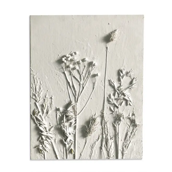 Nordic farmhouse home indoor wall decor rustic white wood art panels with plant design