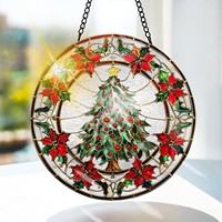Attrape-soleil en acrylique gravé au laser, motif arbre de Noël du Texas, style festif régional, ornement suspendu, cadeau pour femmes et amateurs de voyages