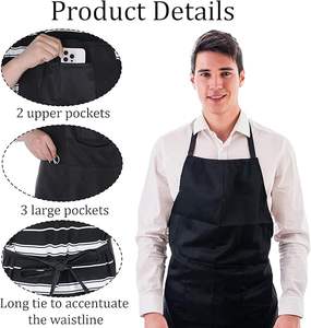 Tablier de cuisine en polyester résistant à l'eau, personnalisé avec logo, pour salon de coiffure, barbier, esthéticienne, manucure, cuisine, chef - Product Image 3