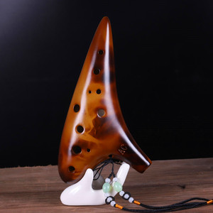Ocarina de Cerámica de 12 Orificios, Tipo Alto C, Ahumada con Paja, Instrumento de Viento, Venta al por Mayor para Clases de Música y Regalos - Product Image 2