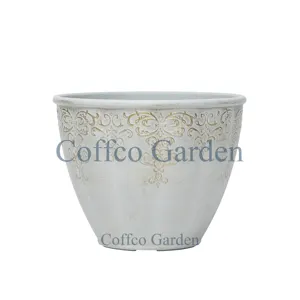 Coffco Pot bunga plastik 9.5 inci, Pot penanam bulat Gotik warna kustom Vintage dekorasi taman vas tanaman Bonsai hidroponik