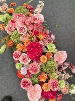 Rangkaian Bunga Pernikahan Warna Hangat 50cm, Centerpiece Meja Bunga Pink untuk Dekorasi Acara Pernikahan
