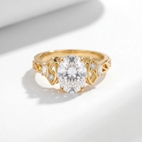 Bague en Moissanite en Argent Sterling 925, Ovale 8x10mm, 3 carats, VVS1, Couleur D, Pierres latérales taille Baguette, Bague Ajustable