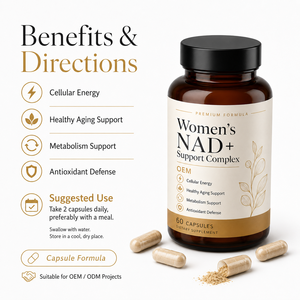 Biohacking Cellular Energy NAD+ Support OEM Private Label Nicotinamide Riboside NR Capsule Quercetin CoQ10 Benessere Femminile Ingrosso - Product Image 4