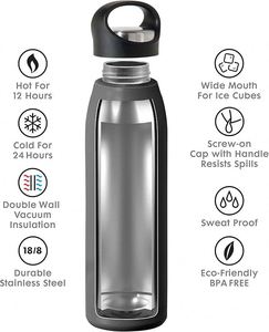 Stainless <b>Steel</b> Insulated Water <b>Bottle</b>- Double Wall Vacuum Insulated, Travel Thermos, 17oz - Product Image 4