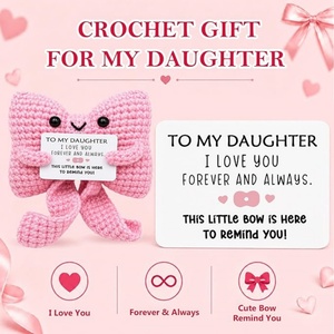Cadeaux de maman et de papa pour fille, cadeau d'anniversaire pour filles, joli cadeau en crochet rose fait main « <span class=keywords><strong>Je</strong></span> t'aime » pour filles - Product Image 2