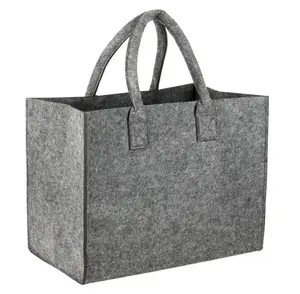 light grey women tote bag wool felt ladies handbag shopping shoulder bag