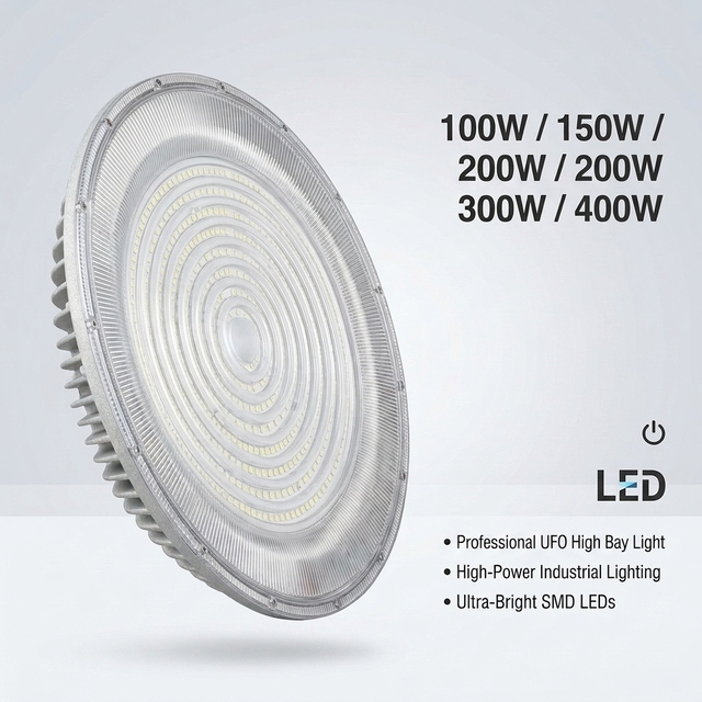Industrial 100W UFO for Highbay Light Aluminum Body IP65 Rated for Warehouse with 3-Year Warranty