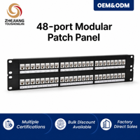 Panneau de brassage modulaire 48 ports 2U 19 pouces pour montage en rack CAT6 CAT6A UTP STP RJ45 avec support de gestion des câbles