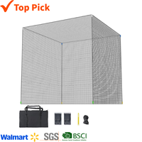 Filet de cage de golf 10x10x10 pieds avec filet de frappe supplémentaire en maille polyester robuste pour l'entraînement en intérieur, extérieur et jardin