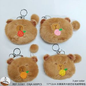 Portamonete in Peluche Serie Frutta Capibara 11x12cm Portachiavi Design Faccia di Orso - Product Image 1