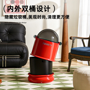 Rimier Cylindrical Trash Can With Flip Top Lid Indoor Use For Kitchen Living Room <b>Bedroom</b> - Product Image 3