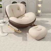 Fauteuil à bascule ergonomique rond en peluche chaude avec coussin épais et repose-pieds, canapé-lit sans structure pour l'intérieur
