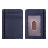 Dompet kulit pemblokir RFID, dompet kulit minimalis ramping model kustom dengan saku depan dan tempat kartu kredit