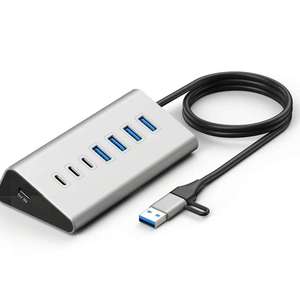 Station d'accueil USB-C 7 en 1 FJGEAR, prise en charge de deux moniteurs, <span class=keywords><strong>HDMI</strong></span>, <span class=keywords><strong>VGA</strong></span>, 100W PD, 3 ports USB pour ordinateur portable Windows et Mac - Product Image 1